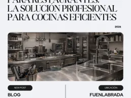 Cocina profesional con muebles inox a medida, mesa de acero inoxidable, fregadero industrial y mobiliario de cocina profesional